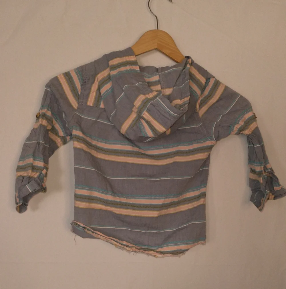 OshKosh B'Gosh Boys 4T Striped Beach Summer Pullover Pancho Hoodie